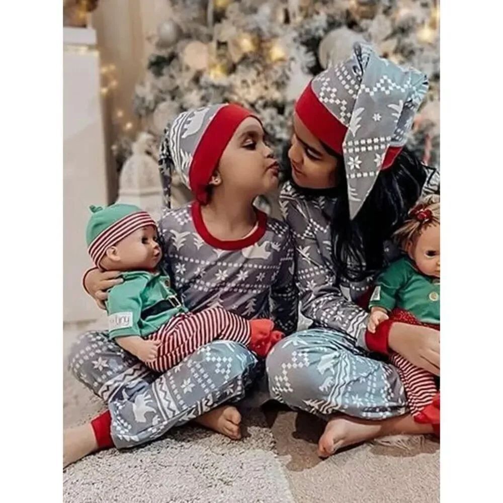 NEW PatPat Toddler Kids 3/4 2-piece Pajama & Hat Holiday Set